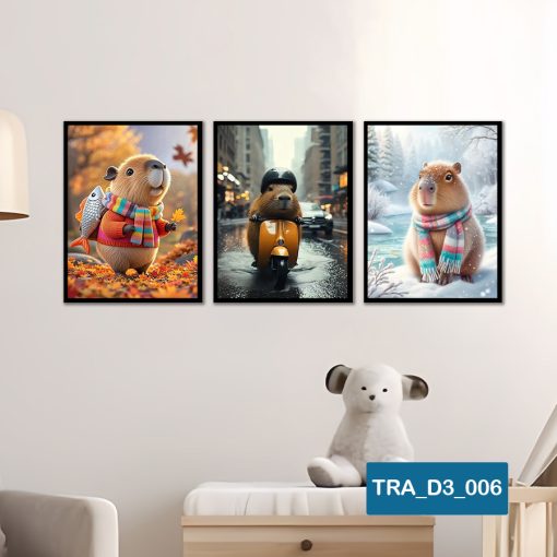 Bộ 3 tranh động vật dễ thương TRA_D3_006