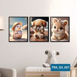 Bộ 3 tranh động vật dễ thương TRA_D3_007