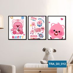 Bộ 3 tranh động vật dễ thương TRA_D3_012