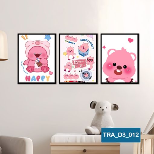 Bộ 3 tranh động vật dễ thương TRA_D3_012