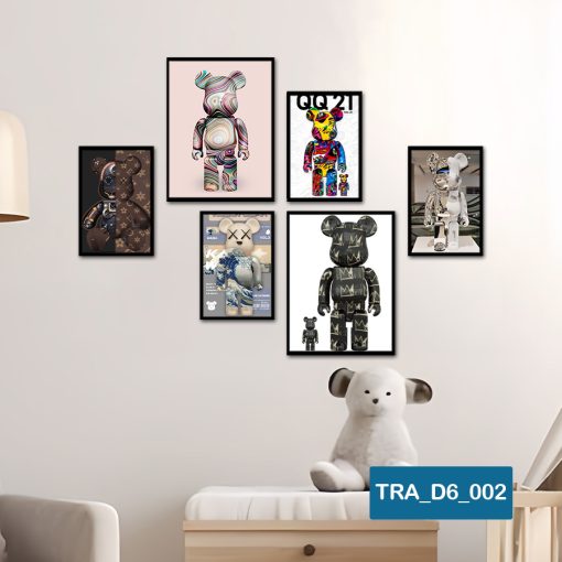 Bố cục Bộ 6 tranh động vật dễ thương TRA_D6_002