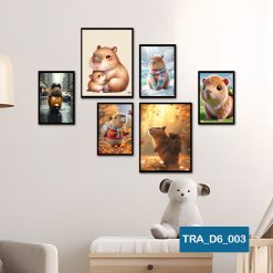 Bố cục Bộ 6 tranh động vật dễ thương TRA_D6_003