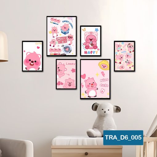 Bố cục Bộ 6 tranh động vật dễ thương TRA_D6_005