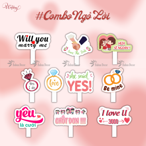Combo Hashtag cưới Combo Ngỏ Lời