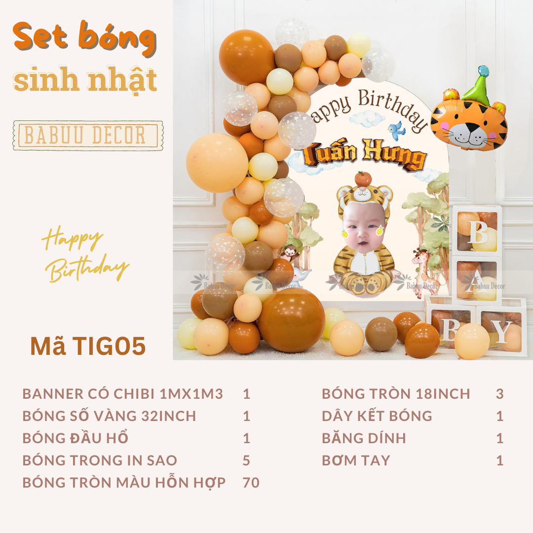trang trí sinh nhật bé tuổi hổ bé trai