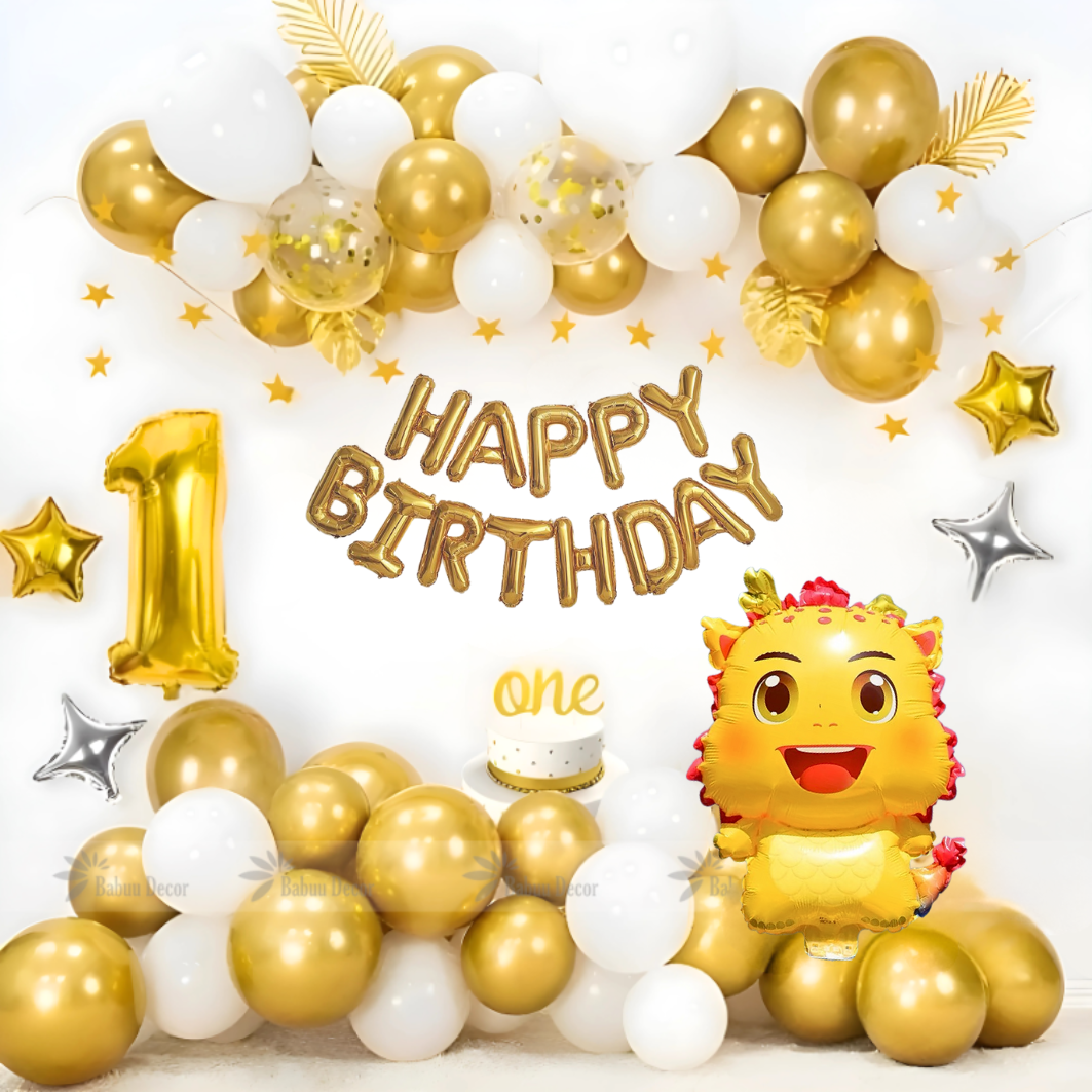 Trang trí sinh nhật Rồng nhiều tone màu