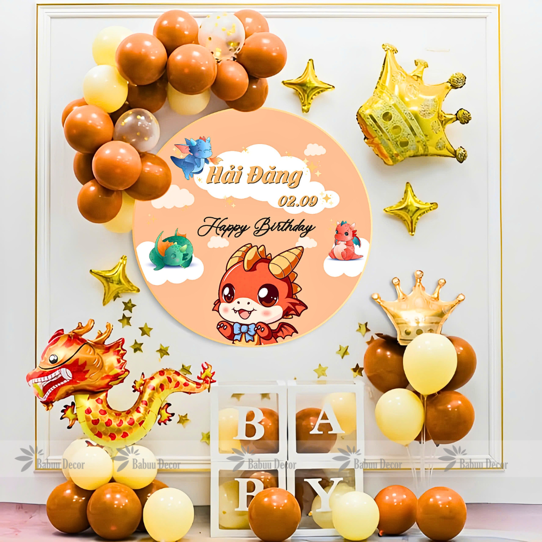 Bộ trang trí sinh nhật Rồng cho bé 1 tuổi
