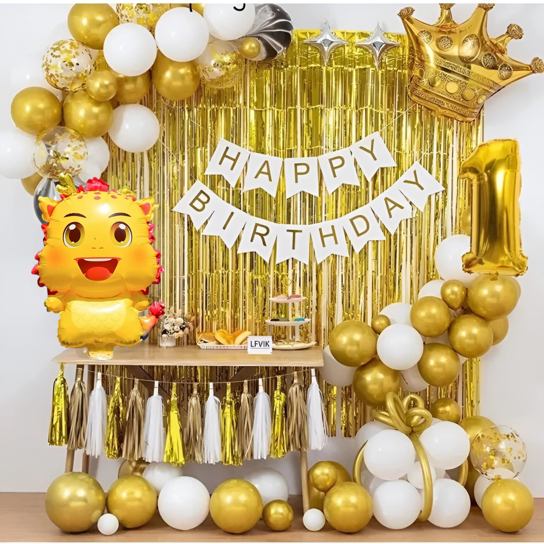 Bộ phụ kiện sinh nhật Rồng nhiều màu vàng