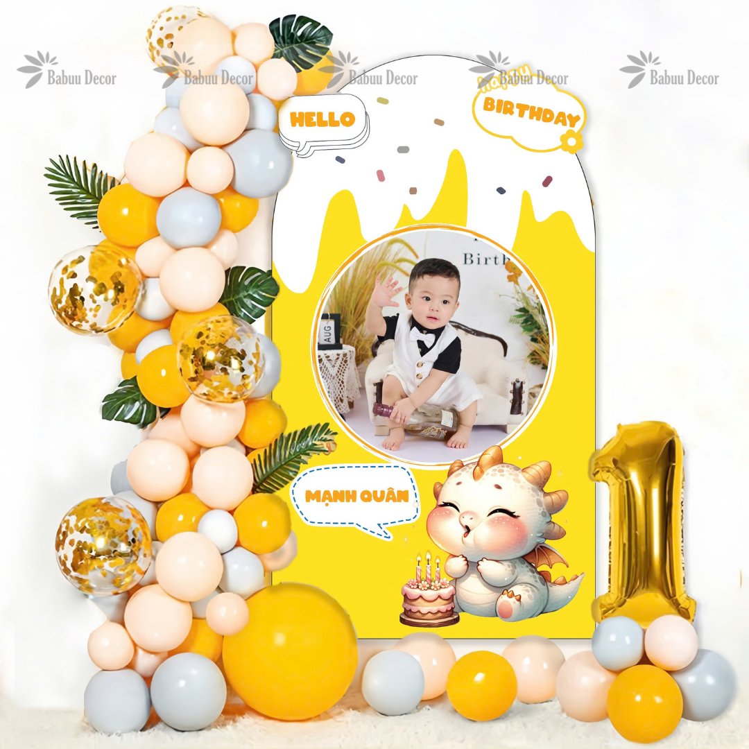 Mẫu backdrop sinh nhật chủ đề Rồng