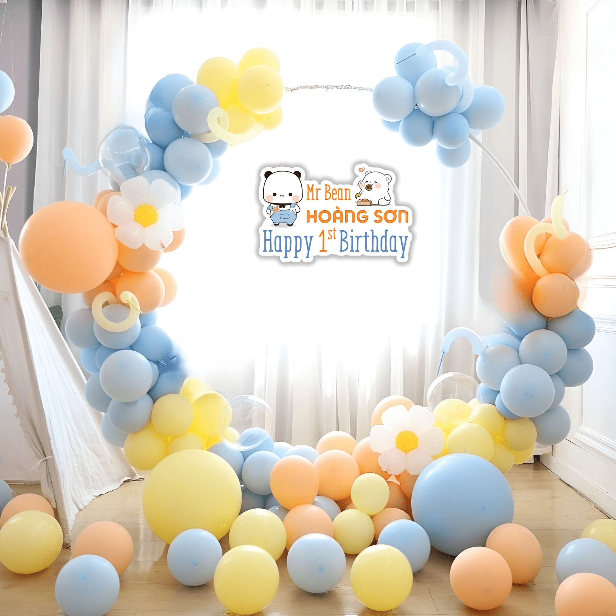 set bóng trang trí sinh nhật kèm bảng tên YC10 01