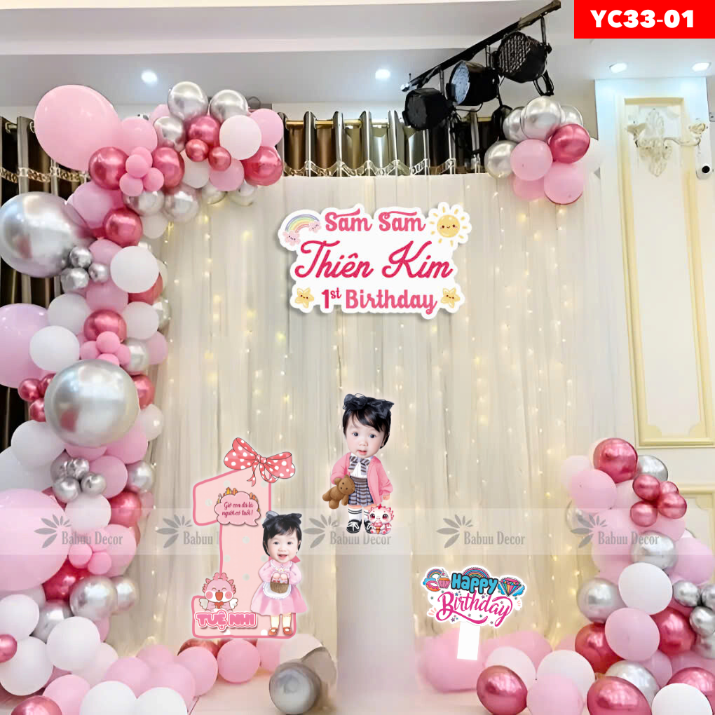 Set bóng trang trí sinh nhật tại nhà YC33 01 ( có chibi )