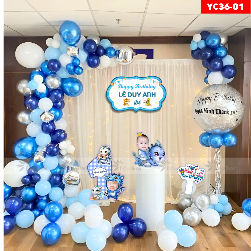 Trang trí sinh nhật tiết kiệm tại nhà YC36 01 ( có chibi )