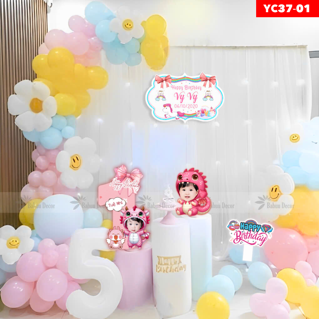 Trang trí sinh nhật bé gái tại nhà YC37 01