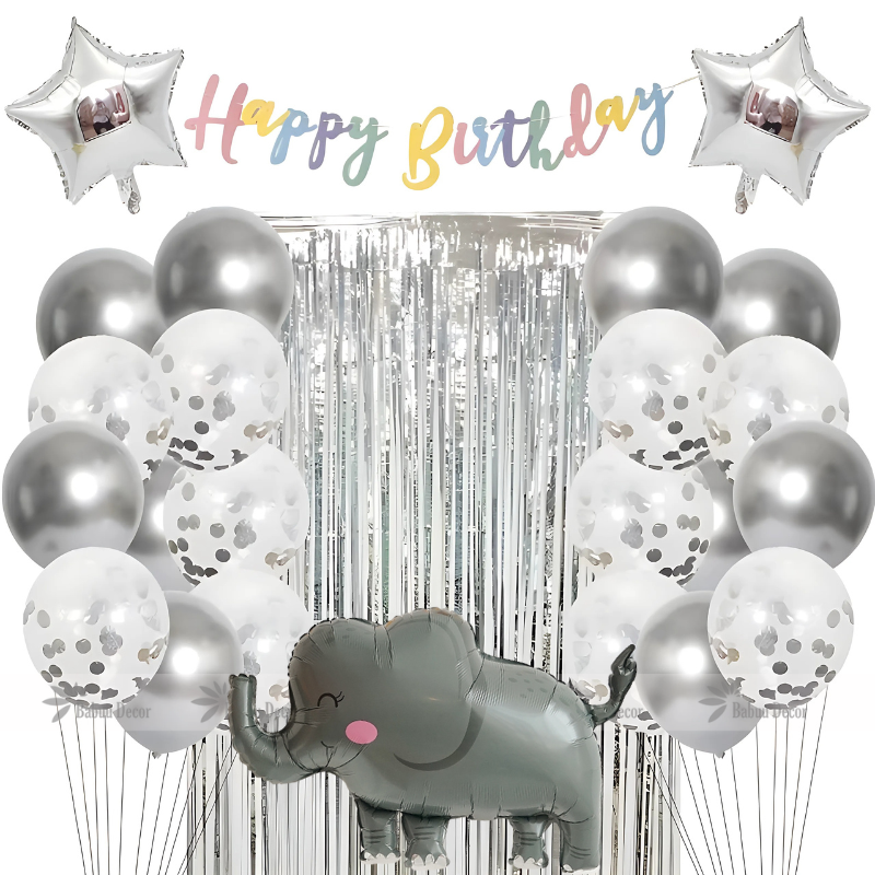 Set bóng sinh nhật chủ đề voi dễ thương