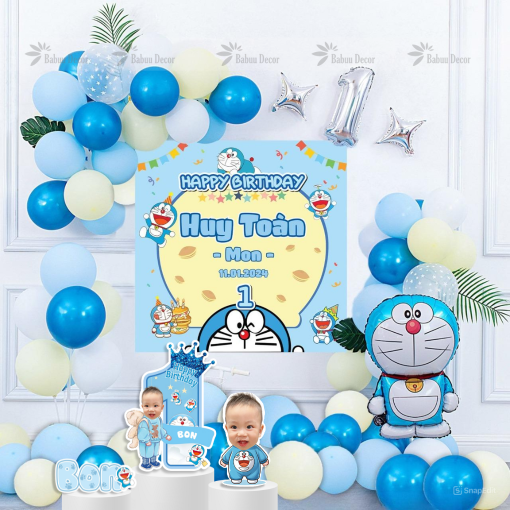 Hướng dẫn trang trí set bóng Doraemon dễ thương