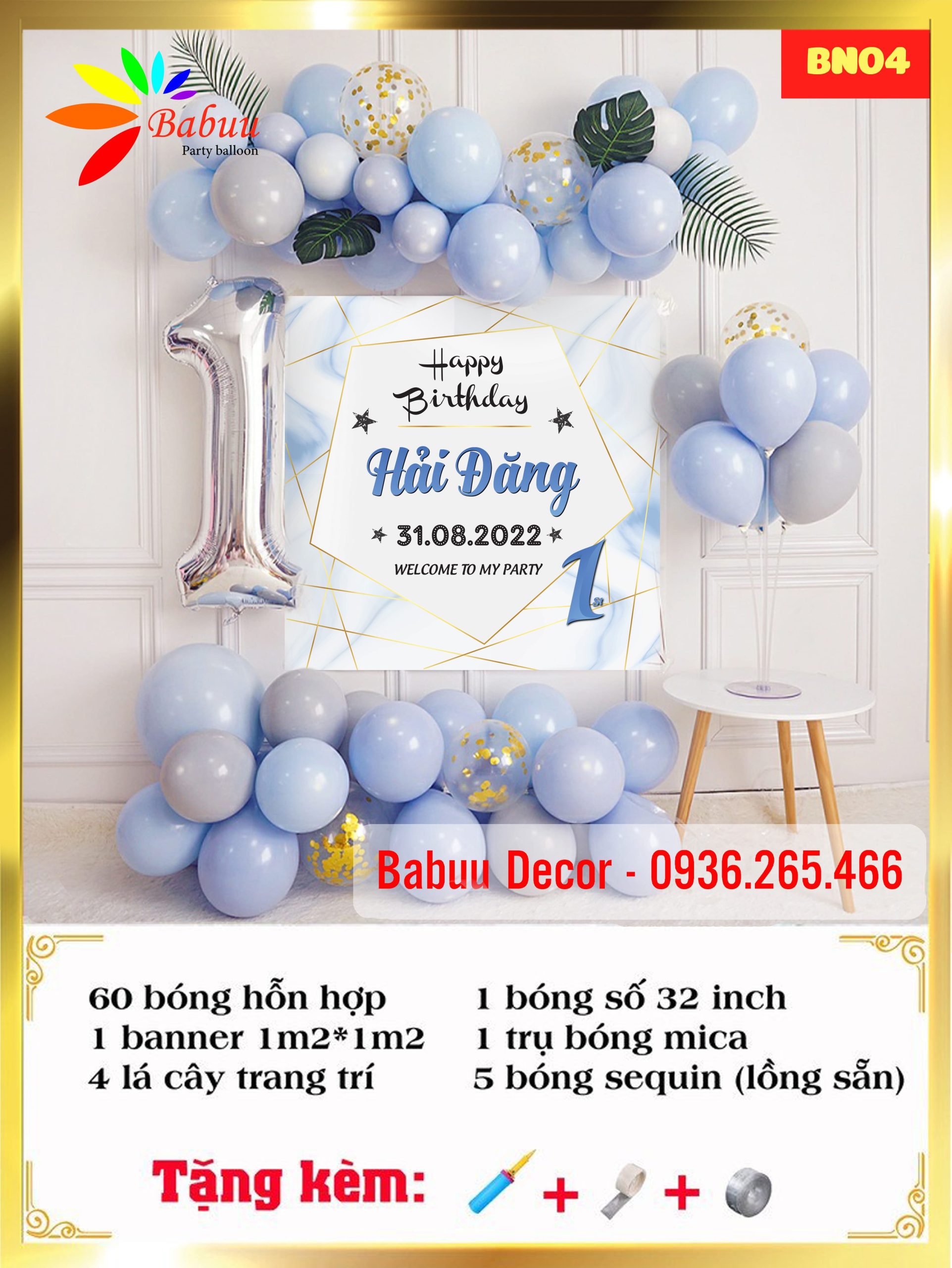 Set bóng sinh nhật tự trang trí tại nhà BN04