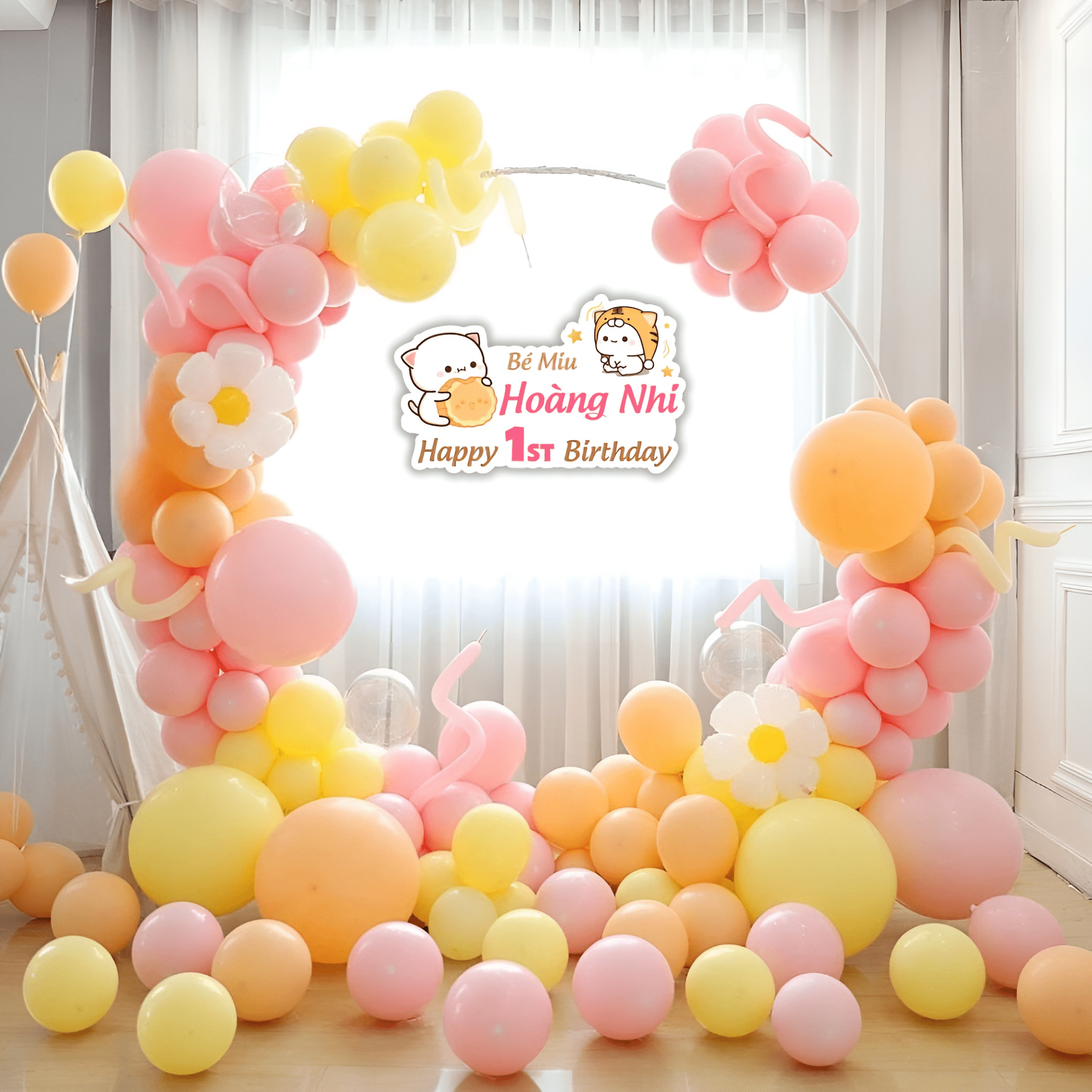 Hướng dẫn trang trí set bóng sinh nhật khung tròn