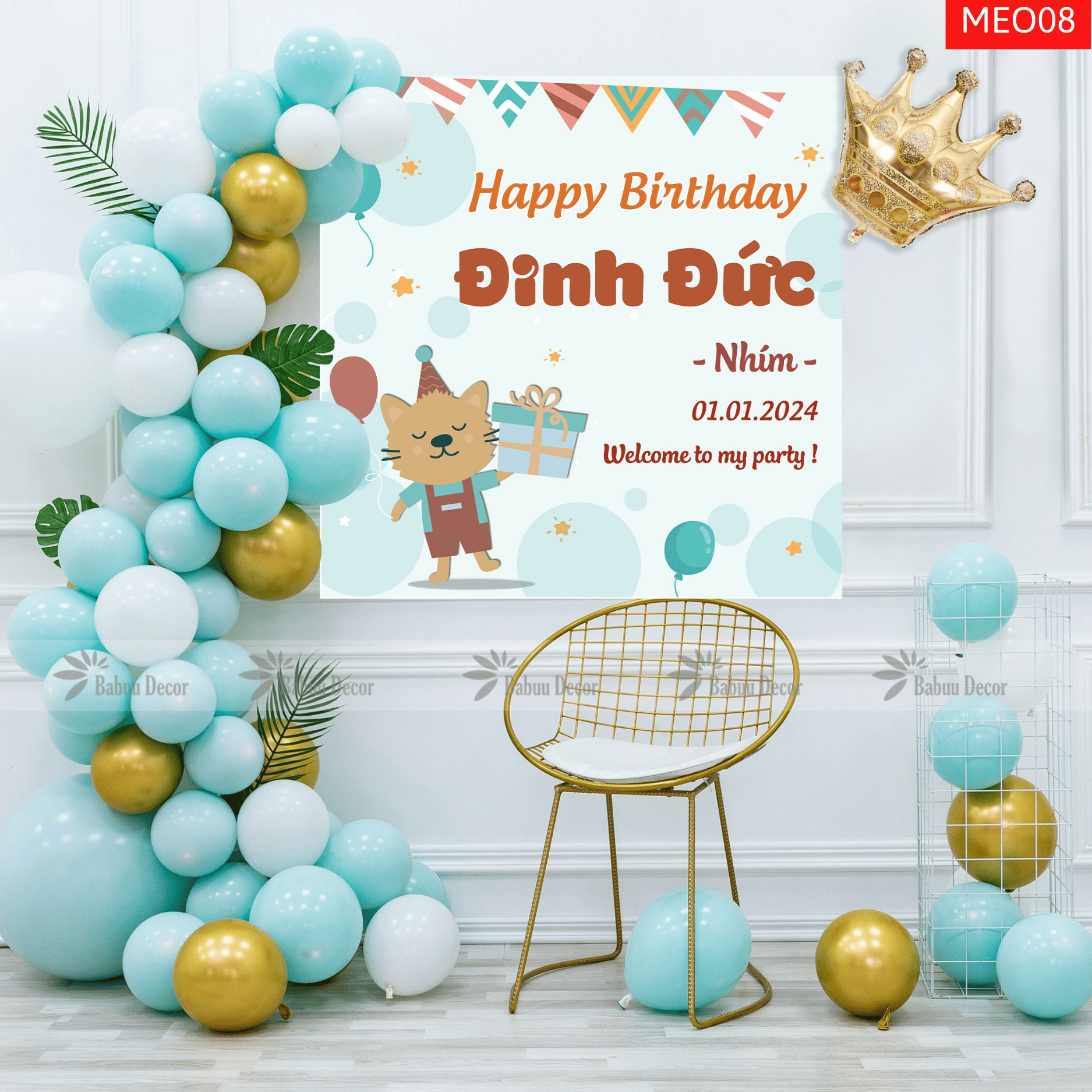 Mẫu trang trí sinh nhật dễ thương MEO08