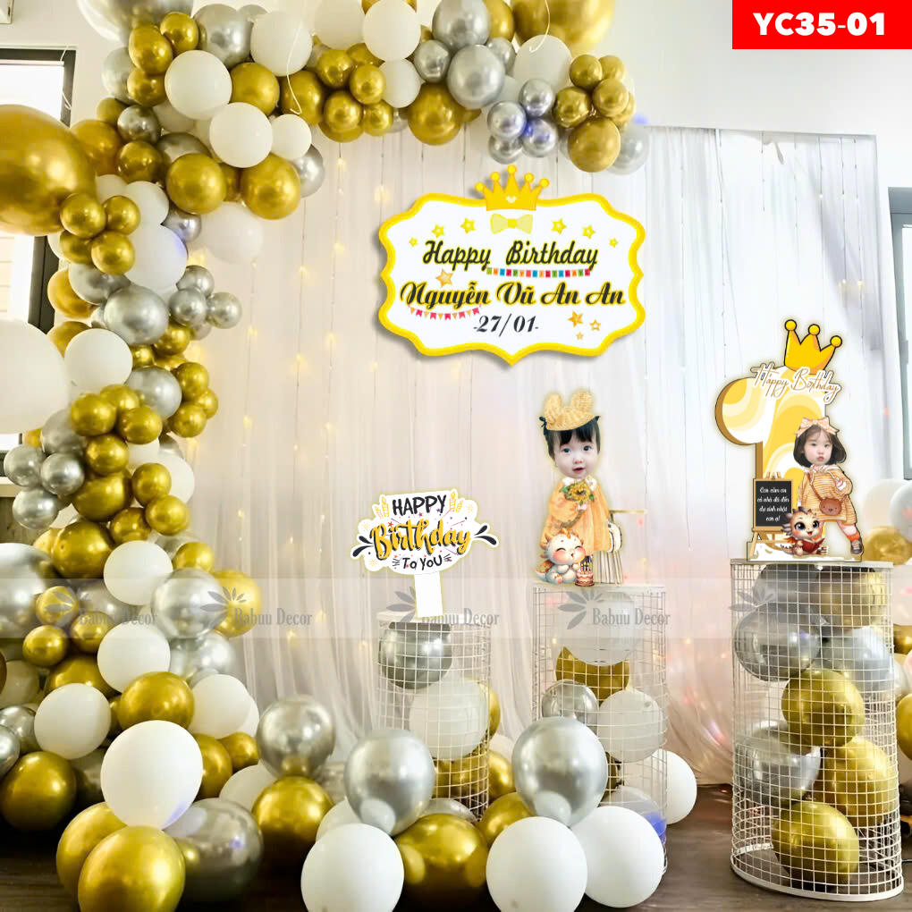 Trang trí sinh nhật vintage tại nhà chibi YC35-01