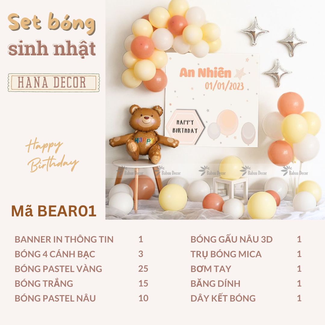 Set trang trí sinh nhật gấu teddy BEAR01