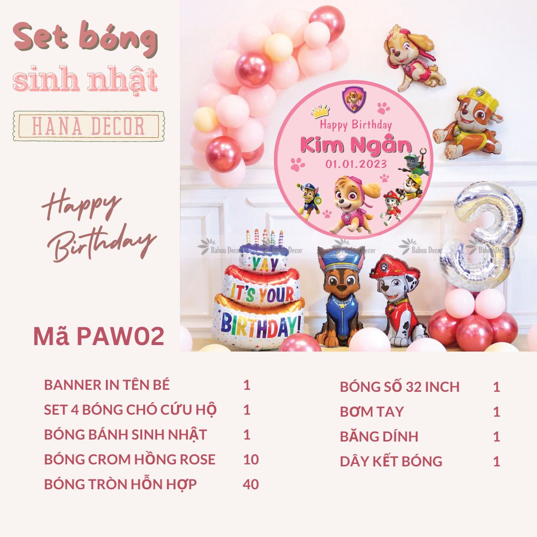 Trang trí sinh nhật chủ đề chó cứu hộ PAW02 Trang trí sinh nhật chủ đề chó cứu hộ PAW02