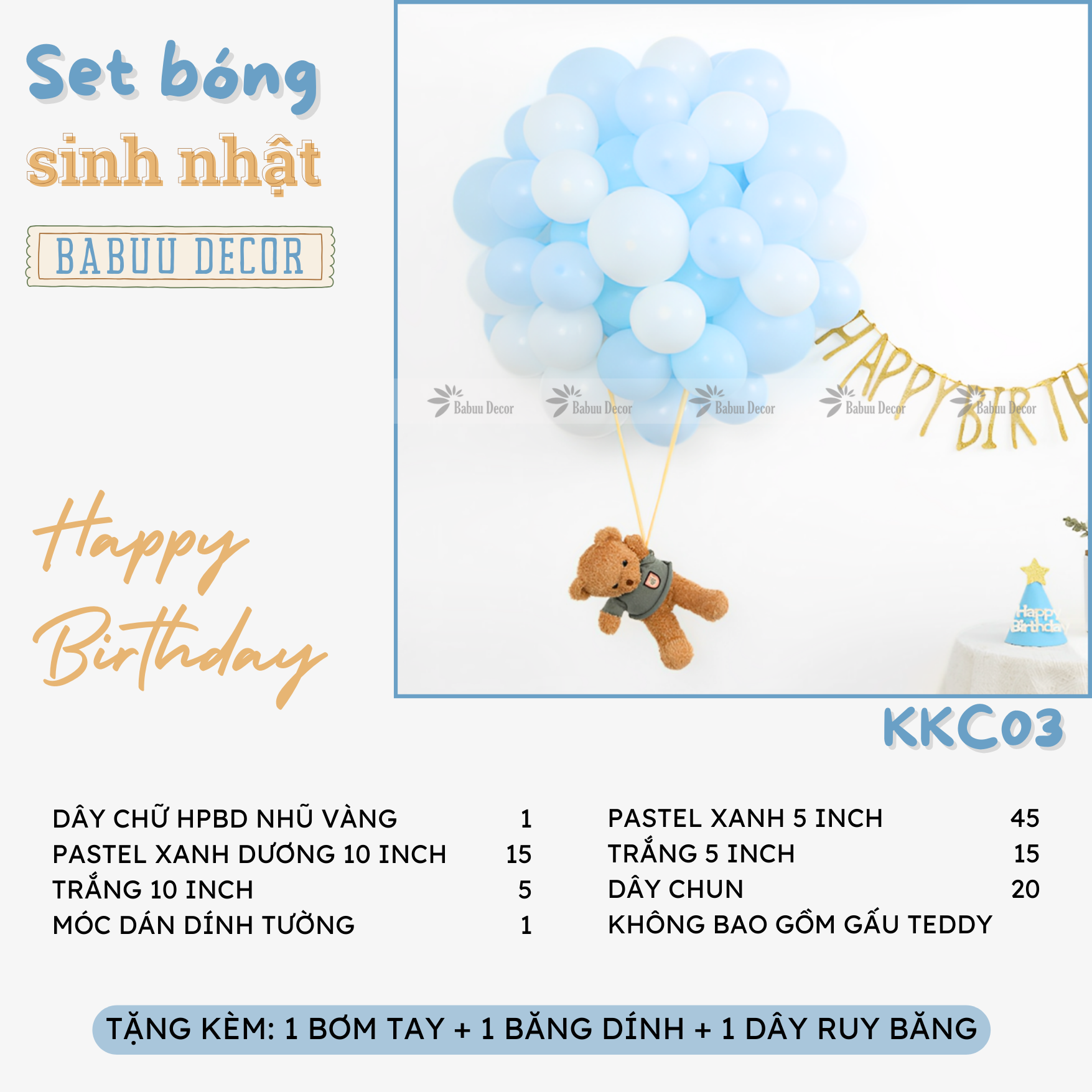 Set bóng khinh khí cầu sinh nhật KKC03