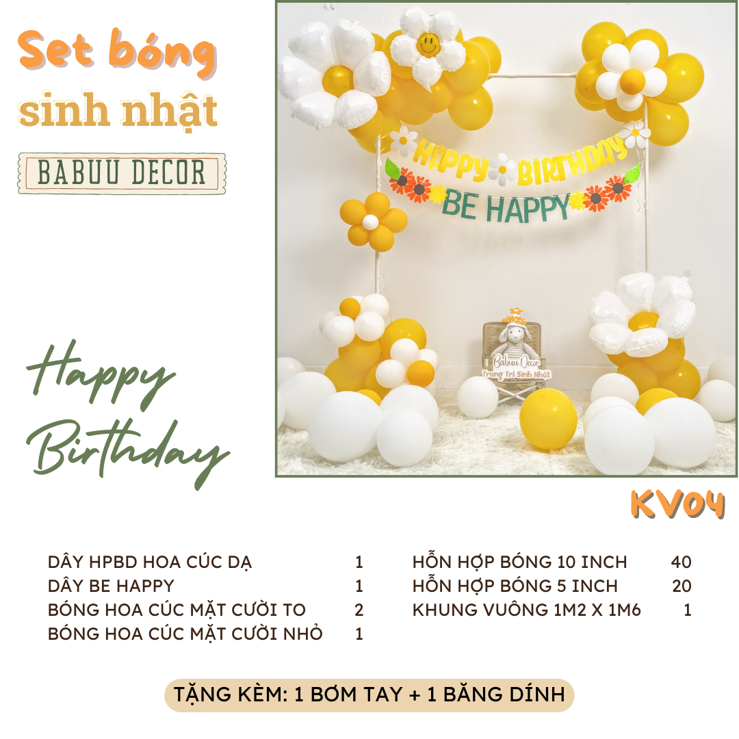 Mẫu trang trí sinh nhật dễ làm KV04