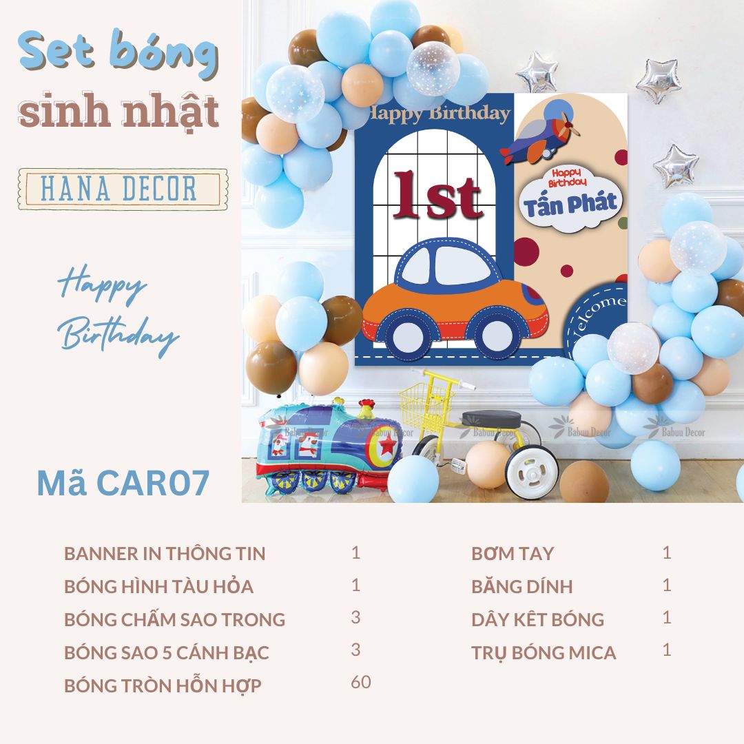 Set bóng sinh nhật chủ đề xe cộ CAR07