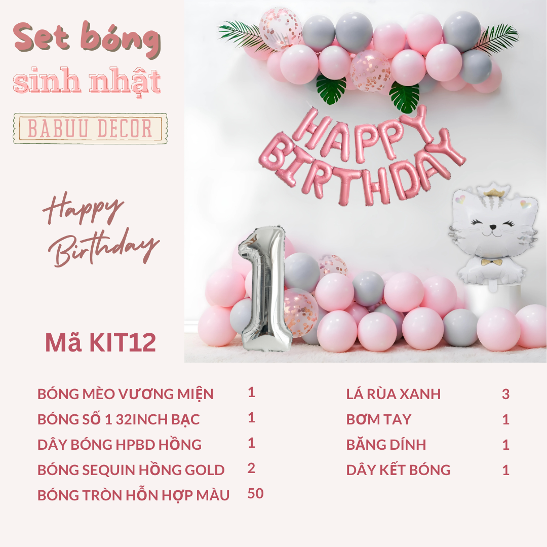 Concept sinh nhật tuổi Mèo cho bé gái KIT12