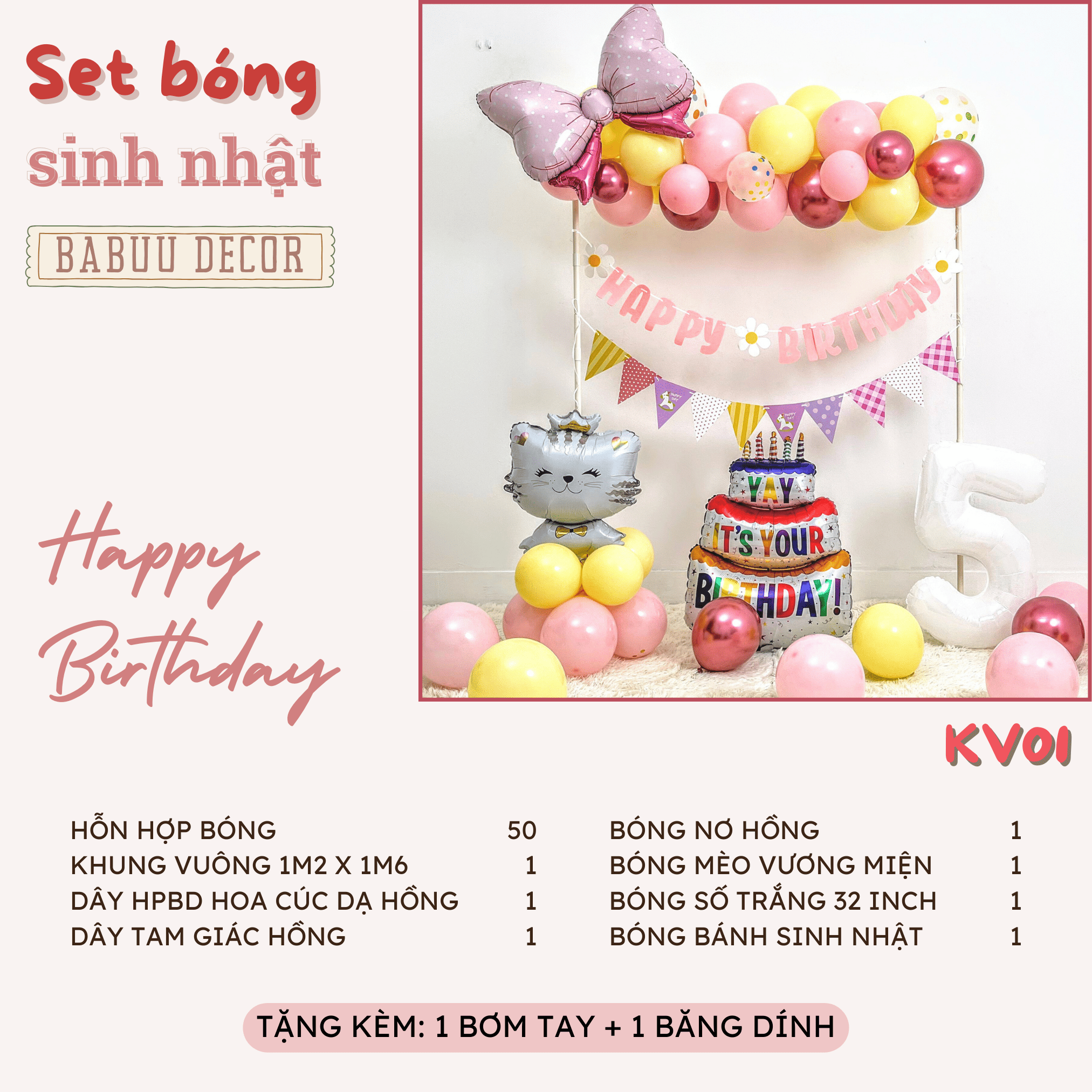 Set trang trí sinh nhật tự làm KV01