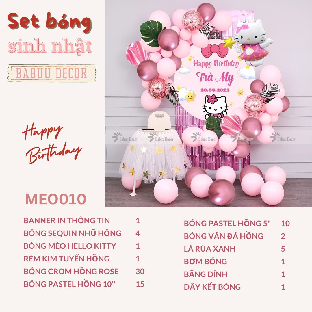 Trang trí sinh nhật màu hồng tại nhà MEO10