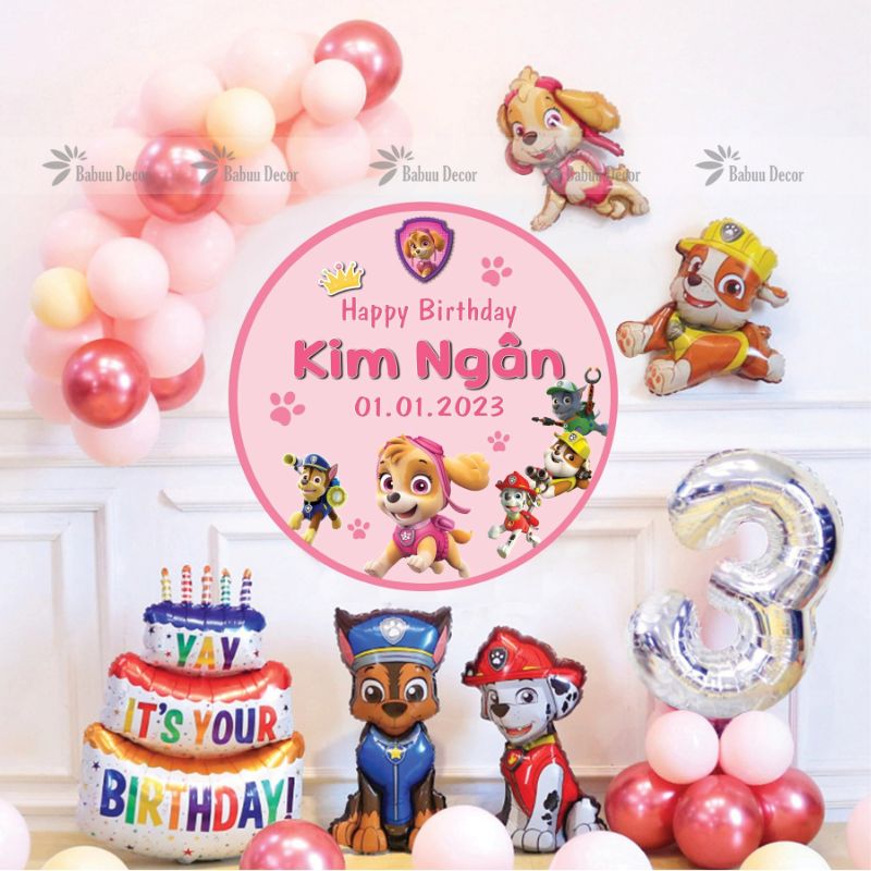 Trang trí sinh nhật chủ đề chó cứu hộ Trang trí sinh nhật chủ đề chó cứu hộ