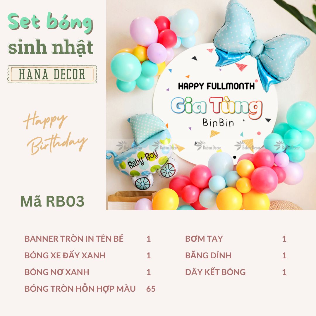 Set trang trí đầy tháng cho bé trai RB03