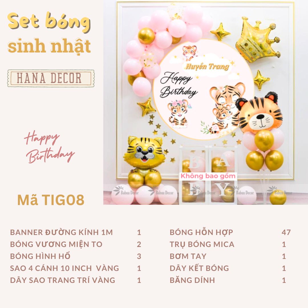 Sinh nhật bé gái màu hồng dễ thương TIG08