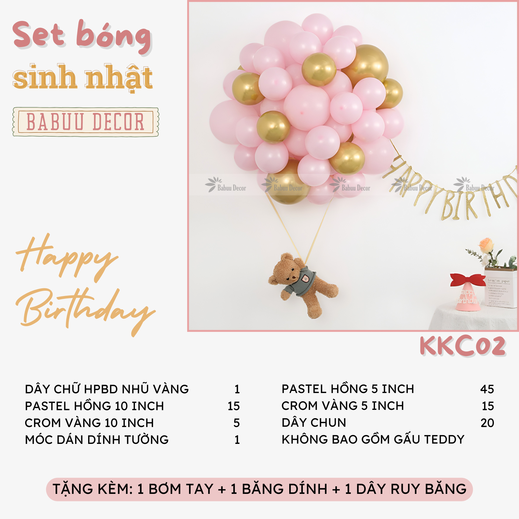 Set bóng bay tạo hình khinh khí cầu KKC02