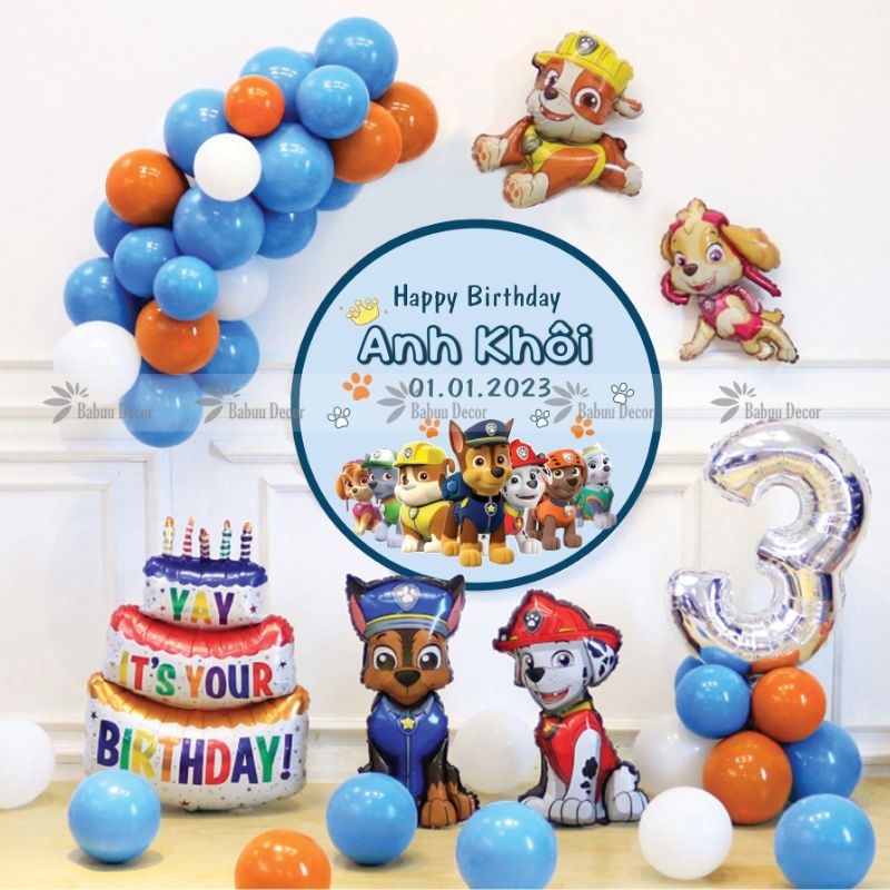 Set bóng sinh nhật chó cứu hộ cho bé trai PAW03 Set bóng sinh nhật chó cứu hộ cho bé trai PAW03