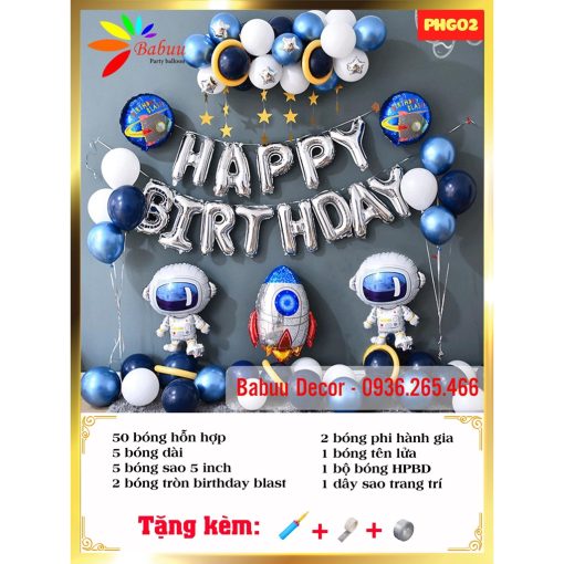 Trang trí sinh nhật chủ đề vũ trụ PHG02