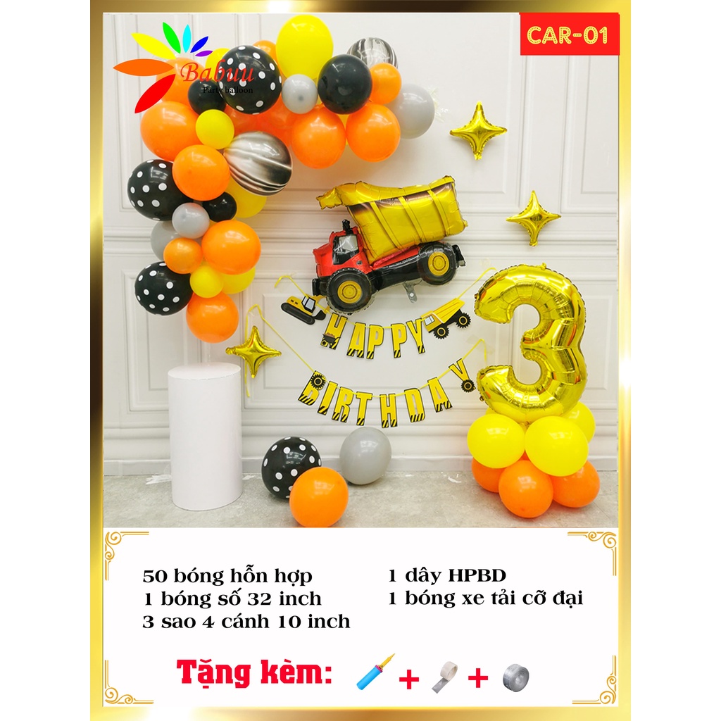 Set bóng sinh nhật bé trai chủ đề ô tô AR01