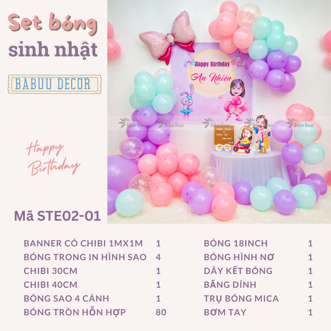 Set trang trí sinh nhật công chúa STE02 01 CT