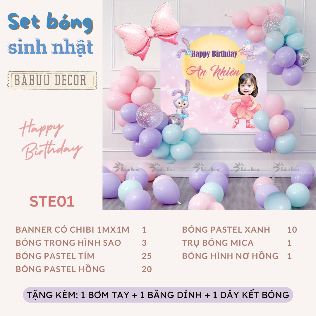 Phụ kiện sinh nhật công chúa ste01 ct