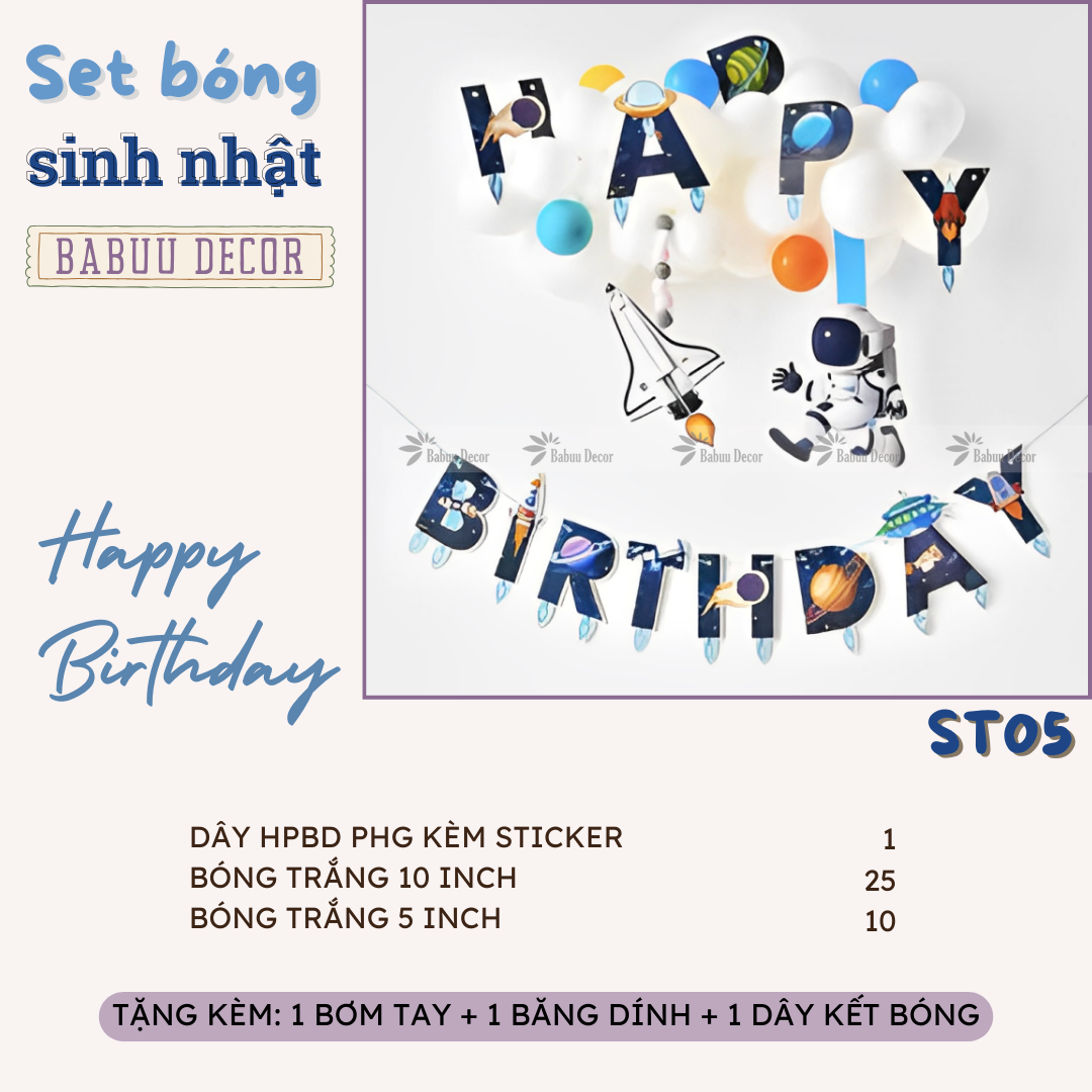 Set trang trí sinh nhật cho bé trai ST05