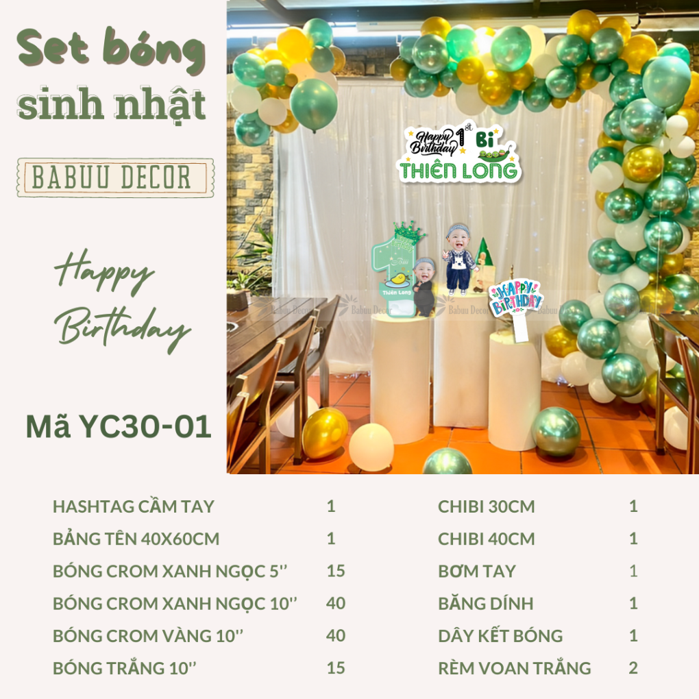 Cách trang trí sinh nhật bé trai tại nhà YC30-01