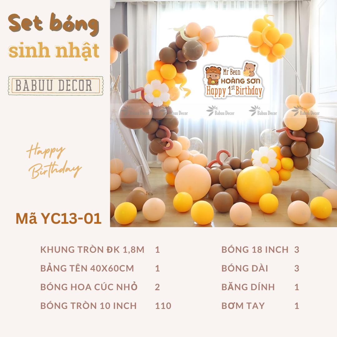 set trang trí sinh nhật bé trai bé gái tại nhà YC13 01 CT
