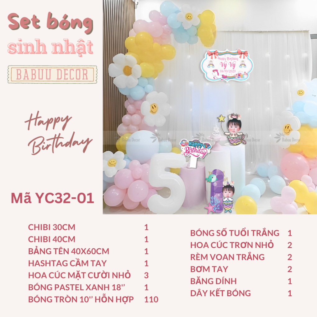 Set trang trí sinh nhật tại nhà ở Hà Nội yc32 01