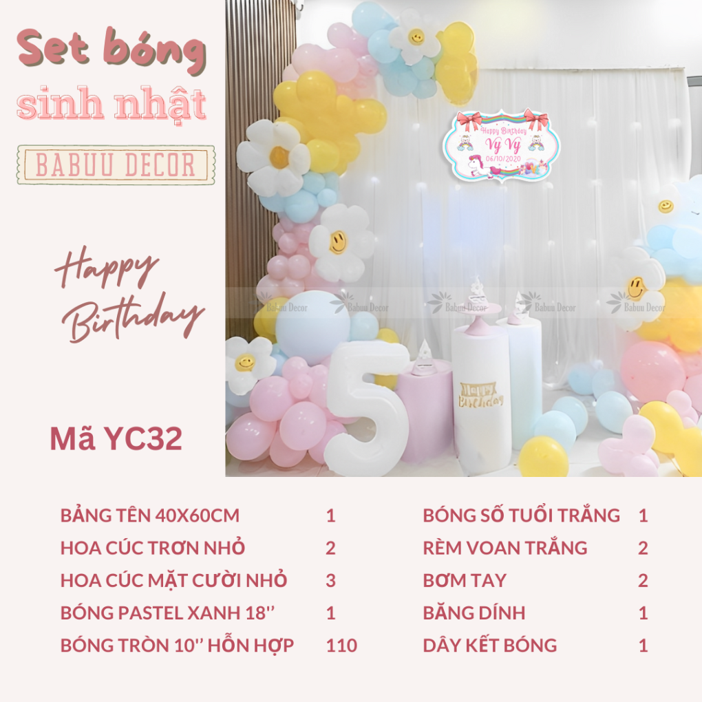 Set trang trí sinh nhật tại nhà ở Hà Nội yc32