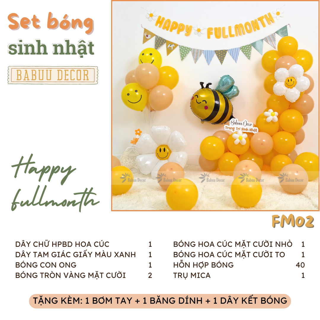 Backdrop trang trí đầy tháng cho bé FM02