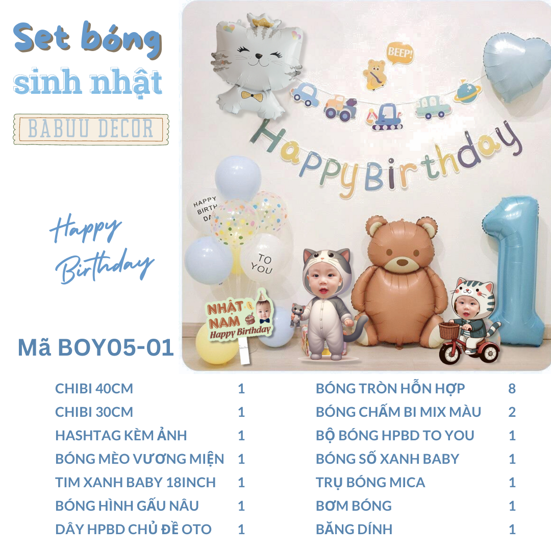 Trang trí sinh nhật bé trai tại nhà BOY05 01