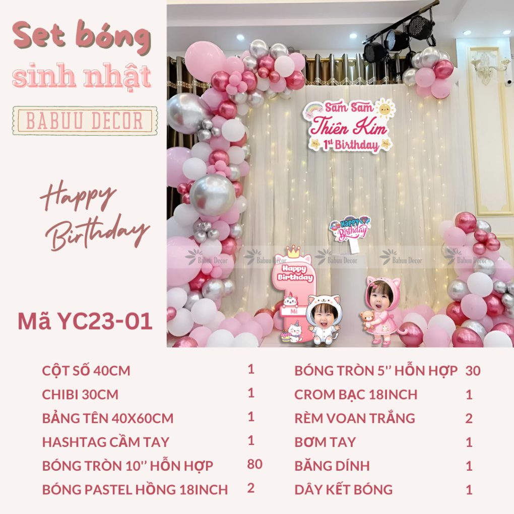 Trang trí sinh nhật đơn giản tại nhà cho bé yc23 01