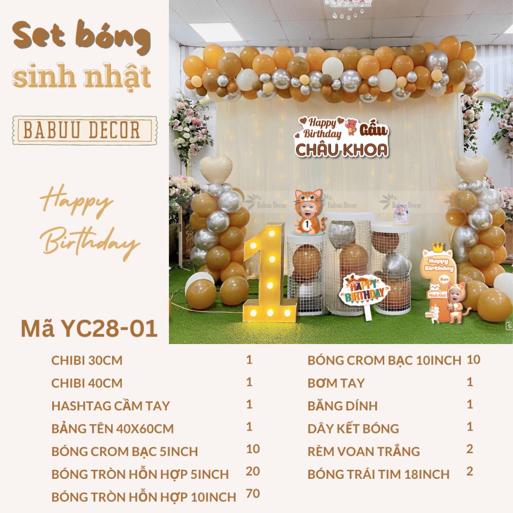 Trang trí sinh nhật tại nhà đầy đủ phụ kiện yc28 01