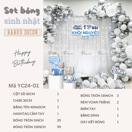 Combo bóng bay sinh nhật tại nhà yc24 01